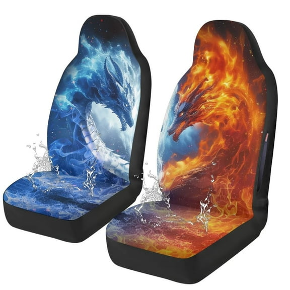 Binienty Western Dragon Car Seat Covers Front Seats Airbag Compatible Fire Flame Car Seat Cover 2 Pack Stretchy Auto Bucket Cushion Covers Universal Fit for Cars SUV Truck Auto Interior Decor