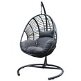 thumbnail image 2 of High Quality Outdoor Indoor Black color PE Wicker Swing Egg chair with Antracite Color Cushion And Black Color Base, 2 of 9
