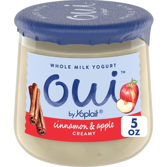 Oui by Yoplait Creamy Whole Milk Yogurt, Cinnamon & Apple, 5 OZ Jar