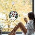 thumbnail image 7 of Christmas Stained Glass Window Hanging, Gift Box Window Suncatcher with Golden Bow, Round Wall Art Decor Festival Gift for Women, Mom 007 (6.3IN), 7 of 7
