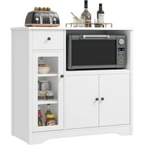 HORSTORS Microwave Cabinet, Kitchen Storage Cabinet with Doors and Drawer, Buffet Sideboard with Adjustable Shelves, Microwave Stand for Kitchen, Dining Room