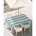 thumbnail image 2 of Aqua Grey White Stripe Outdoor Tablecloth with Umbrella Hole, Rustic Modern Turquoise Striped Spillproof Waterproof Outdoor Table Cover, Patio Tablecloths for Party Picnic Camping, Rectangle 52"x70", 2 of 9