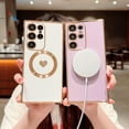 thumbnail image 3 of Magnetic Phone Case for Samsung Galaxy S22 Ultra [ Compatible with MagSafe ] Cute Heart S22 Ultra Case for Women Plating Soft Bumper Camera Lens Protection Cover for S22 Ultra 6.8 "(Purple), 3 of 12