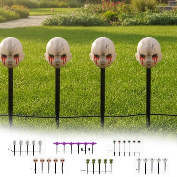 Miwamany Solar Powered Halloween Pathway Lights, 5pc Witch Ghost Pumpkin Ground Stakes, Waterproof LED Lawn Decor for Yard Garden Walkway, Outdoor Spooky Accent