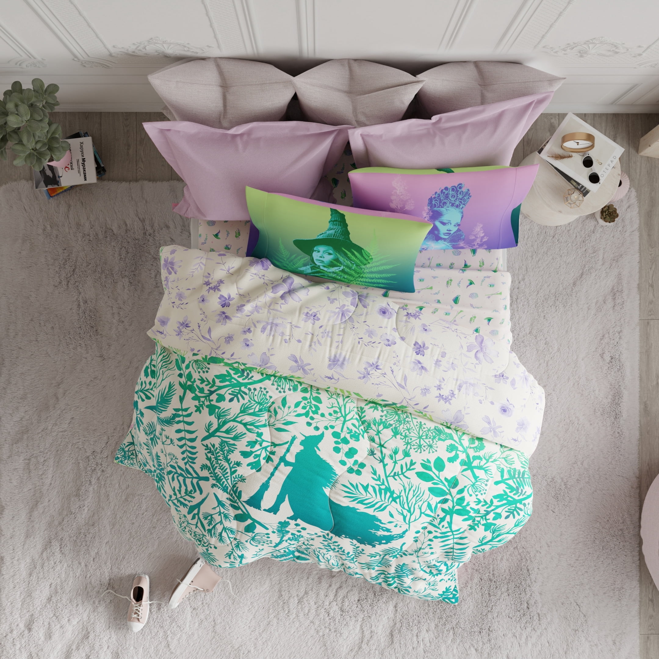 Wicked Purple Green Reversible Comforter, Bed in a Bag, Full