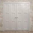 thumbnail image 3 of Sliding Closet Double Bi-fold Doors 96 x 96 inches | Ego 5010 Painted White Oak | Sturdy Tracks Moldings Trims Hardware Set | Wood Solid Bedroom Wardrobe Doors, 3 of 4