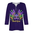 thumbnail image 5 of xixinqiwan Mardi Gras Long Sleeve Shirt for Women,Casual V Neck Tunic Blouse Fat Tuesday Tee New Orleans Carnival Party Clothing, 5 of 6