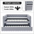 thumbnail image 5 of Daybed with Trundle, Muumblus Modren Upholstered Adult Pull Out Sofa Bed for Bedroom & Living Room, Full Size Frame, Ligth Grey Upgraded Velvet, 5 of 8