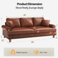 thumbnail image 5 of HOMRELEXA 87" PU Leather Couch, Comfy Deep Seat Sofa for Living Room, with 2 Pillows, Brown, 5 of 8