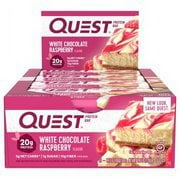(2 pack) (2 Pack) Quest Protein Bar, White Chocolate Raspberry, 20g Protein, 12 Ct