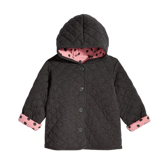 First Impressions Infant Girls Quilted Dot Print Reversible Jacket