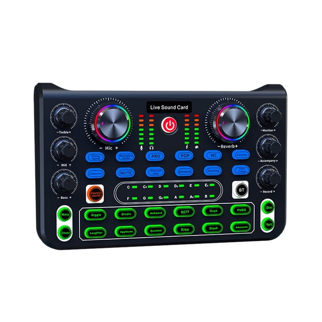 Sound Card with Multiple Sound Effects Sound Mixer Board Card for Live Streaming Music Recording