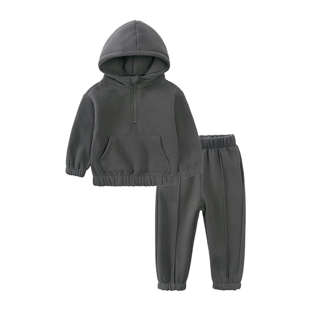 Gibobby Conjunto de ropa con capucha para niño pequeños, sudaderas con capucha, Tops y pantalones, conjunto de 2 uds para niños y trajes, ropa para niños(Negro,4-5 Años)