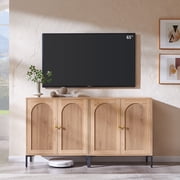 Aitjunz Modern TV Stand for TVs up to 65", Wood Entertainment Center w/Adjustable Shelves, 61.75‬"W Media Console Cabinet for Living Room
