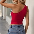 thumbnail image 4 of cocolona Summer One Shoulder Tank Tops for Women Sleeveless Crop Slim Fit Shirts Trendy Casual Solid Color Blouses, 4 of 5