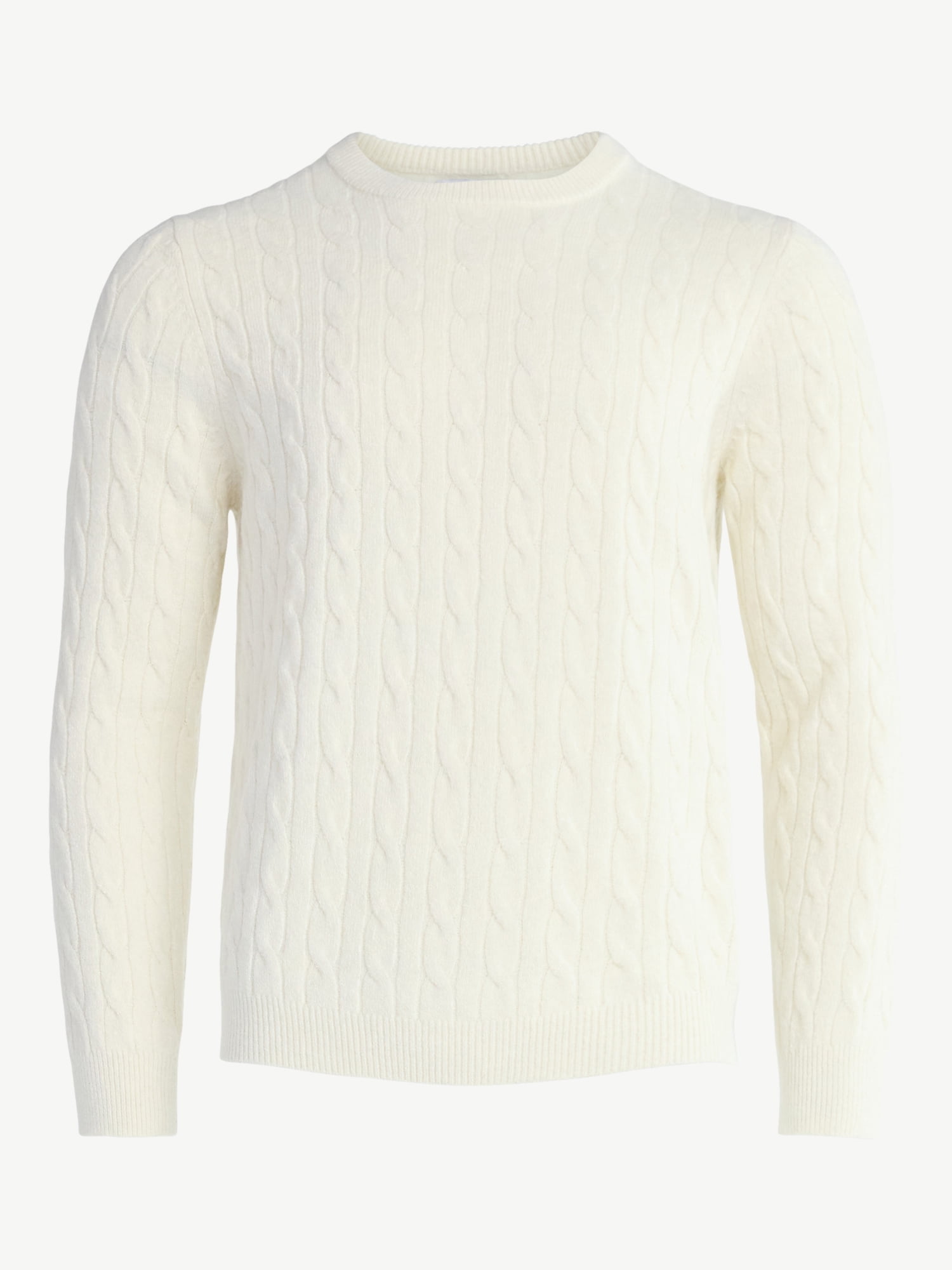 Free Assembly Men's Classic Cable Knit Sweater, Sizes XS-3XL
