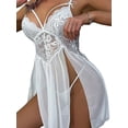 thumbnail image 2 of Faithtur Femmes Été 2PCS Lingerie Ensembles Sans Manches Dentelle Pure Robe de Nuit avec String Taille Basse, 2 of 7