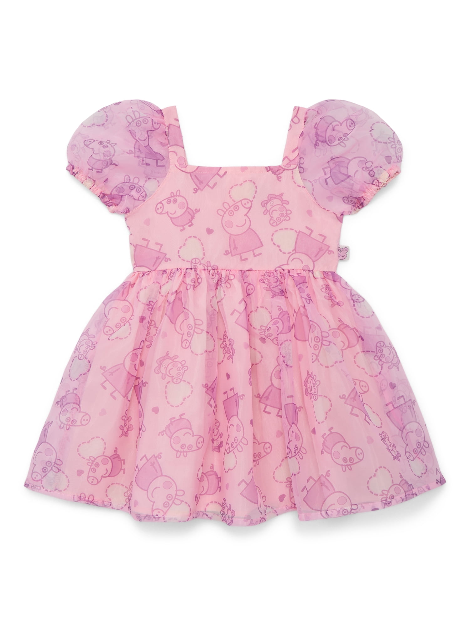 Peppa Pig Toddler Girls' Print Dress with Puff Sleeves, Sizes 12M-5T