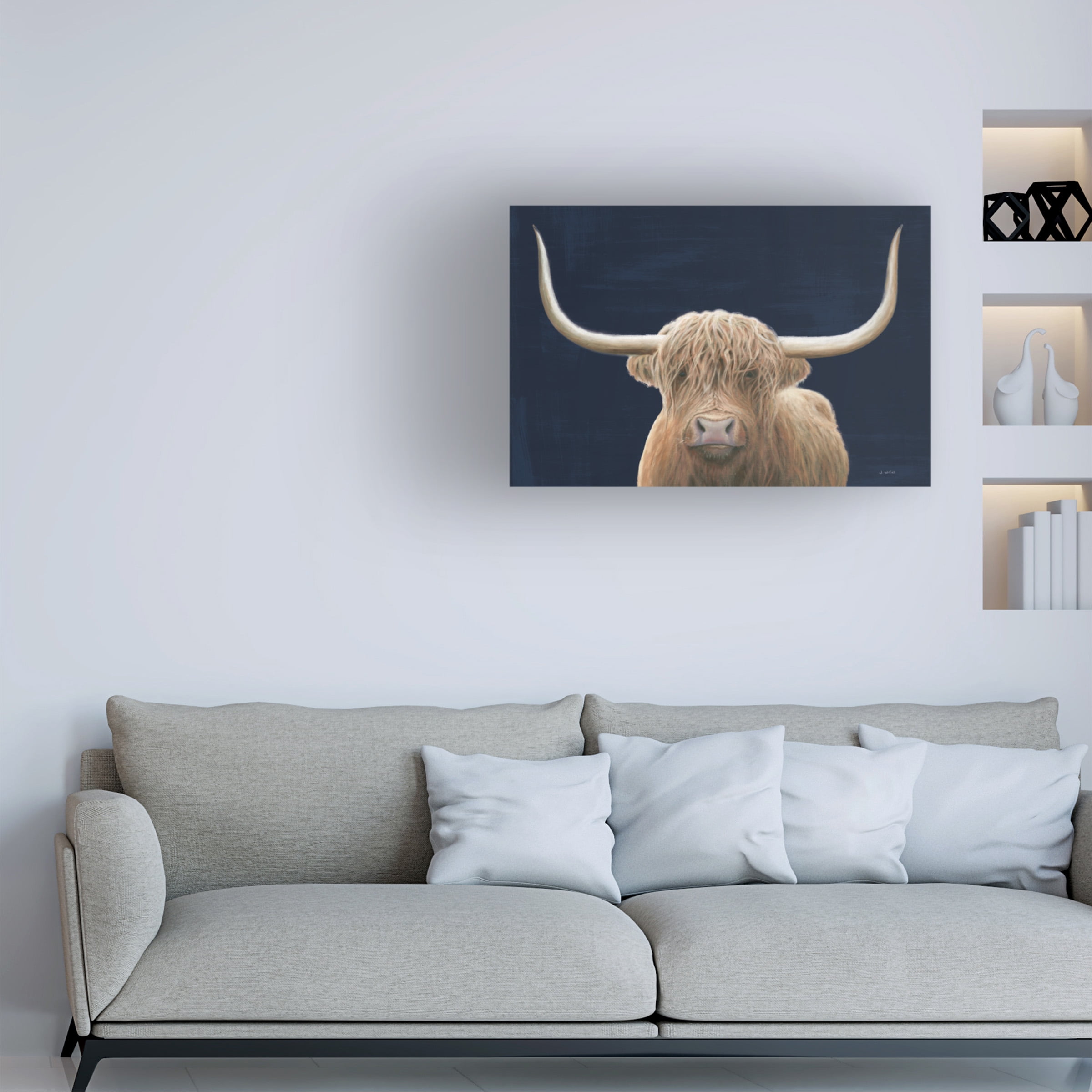 James Wiens 'Highland Cow Navy' Canvas Art