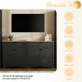 thumbnail image 5 of Farmhouse TV Stand with 2 Drawers for TVs Up to 70", Versatile Wood Grain Sideboard with Adjustable Shelves, Mid-Century Buffet Cabinet with Rustic Handles for Living Room/Bedroom, Black, 5 of 10