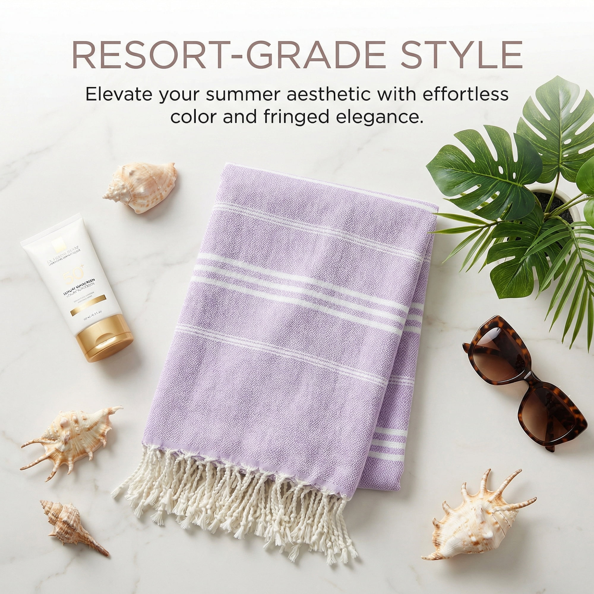 Unique Bargains Stripe Turkish Sand Free Towel 2 Pack Purple 71"x35"