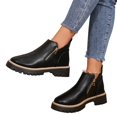 thumbnail image 3 of EKVAHL Women's Side Zip Ankle Booties, Non‑Slip Lug Sole Walking Boots, Casual Dress Boots For Office Weekend Fall Winter Black, 3 of 5