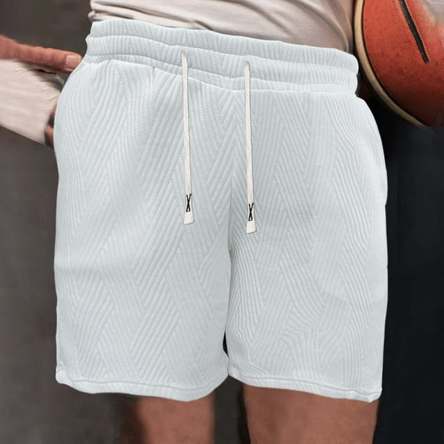 Styesk Mens Shorts Men Motion Versatile Solid Color Pocket Drawstring Elastic Waist Shorts