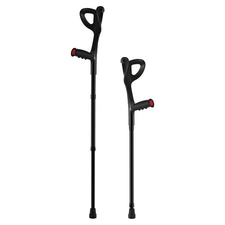 KFFKFF Adult Forearm Crutches, Adjustable 10-Level Height, Foldable Aluminum Support with Open Cuff & Anti-Slip Pad for Surgery Recovery, Leg Injuries, Disabled Use, 350LBS Capacity, 1 Pair