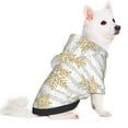thumbnail image 2 of Goofa Gold Snowflake Pattern Small Dog Sweater Hoodies Pet Grey Hooded Soft Fleece Sweatshirts with Pocket Fall Winter Puppy Cat Sweaters Warm Clothes-X-Small, 2 of 8