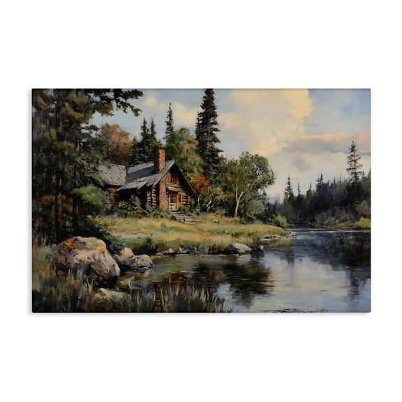 Stupell Industries Rustic Lodge Creek Cabin Woodland View Canvas Art, 24 x 16, by Franklyn Gregory