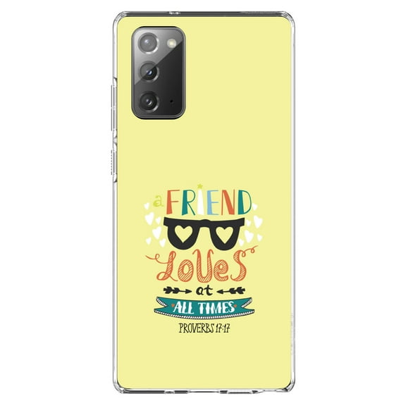 DistinctInk Clear Shockproof Hybrid Case for Galaxy Note 20 ULTRA (6.9" Screen) - TPU Bumper, Acrylic Back, Tempered Glass Screen Protector - Proverbs 17:17 - A Friend Loves at All Times