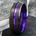 thumbnail image 2 of Tungsten Rings for Men Wedding Bands for Him 6mm Black Purple Stripe, 2 of 8
