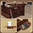thumbnail image 5 of Wooden Porch Swing with Chains & Upgraded Cupholders Outdoor Patio Swing Bench for Garden & Backyard & Balcony, 5 of 7