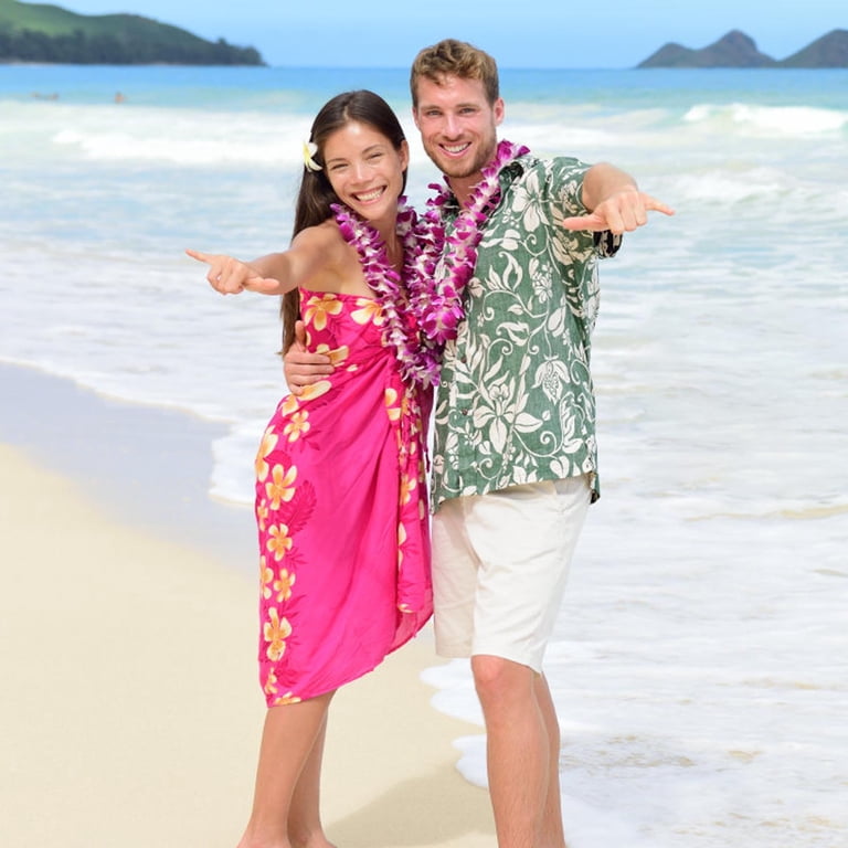 open lace back dress Pull-Over Hibiscus Short Hawaiian Dress