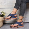 thumbnail image 2 of Women‘s Wedge Thong Sandals - Open Toe  Arch Support  Buckle Strap & Slingback - Perfect for Casual Going Out!, 2 of 7