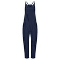 thumbnail image 3 of Aoochasliy Women Pants Solid Cold Shoulder Jumpsuit Suspender Jumpsuits Wide Pocket Leg Pant, 3 of 5