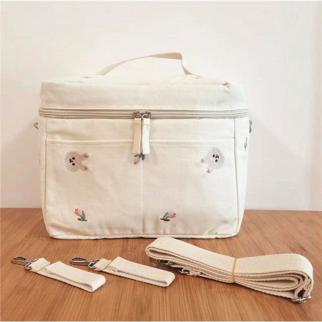 Bolsa térmica con oso bordado coreano, bolsa de almacenamiento para cochecito de bebé, bolsa térmica, bolsa térmica