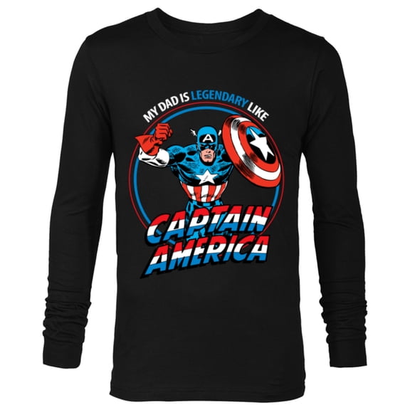 Marvel My Dad is Legendary Like Captain America - Long Sleeve T-Shirt for Men - Customized-Black