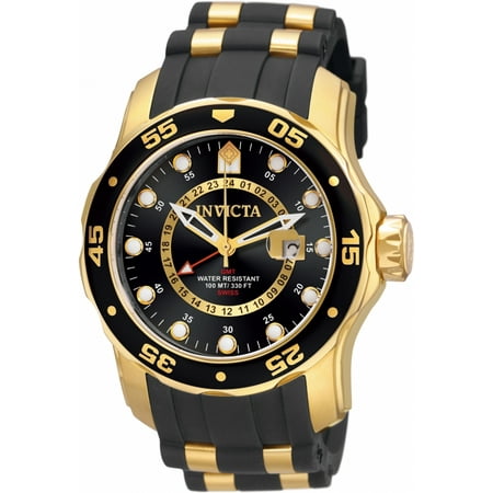 Mens Black Dial Kinetic Watch - Men's 6991 Pro Diver Quartz GMT Black Dial Watch