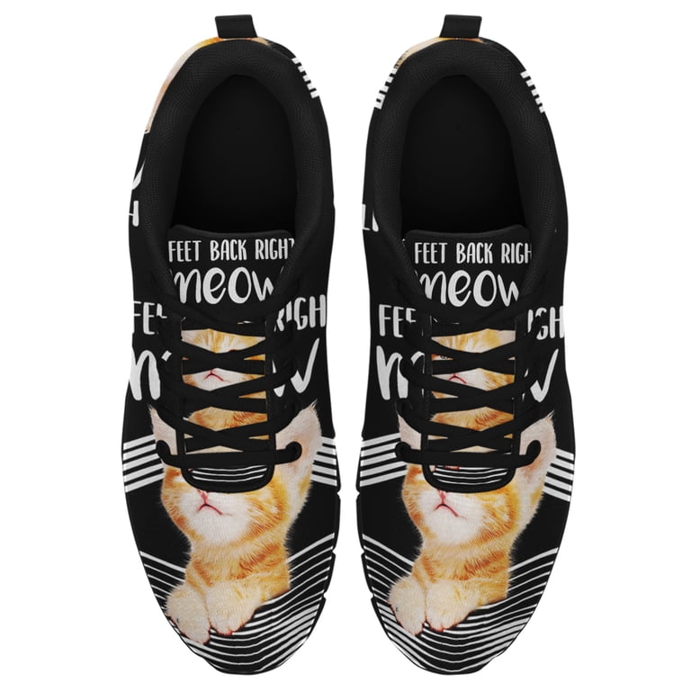 靴 meow Cat 3d 6 Feet Back Right Meow Running Shoes Sneakers Mesh Black