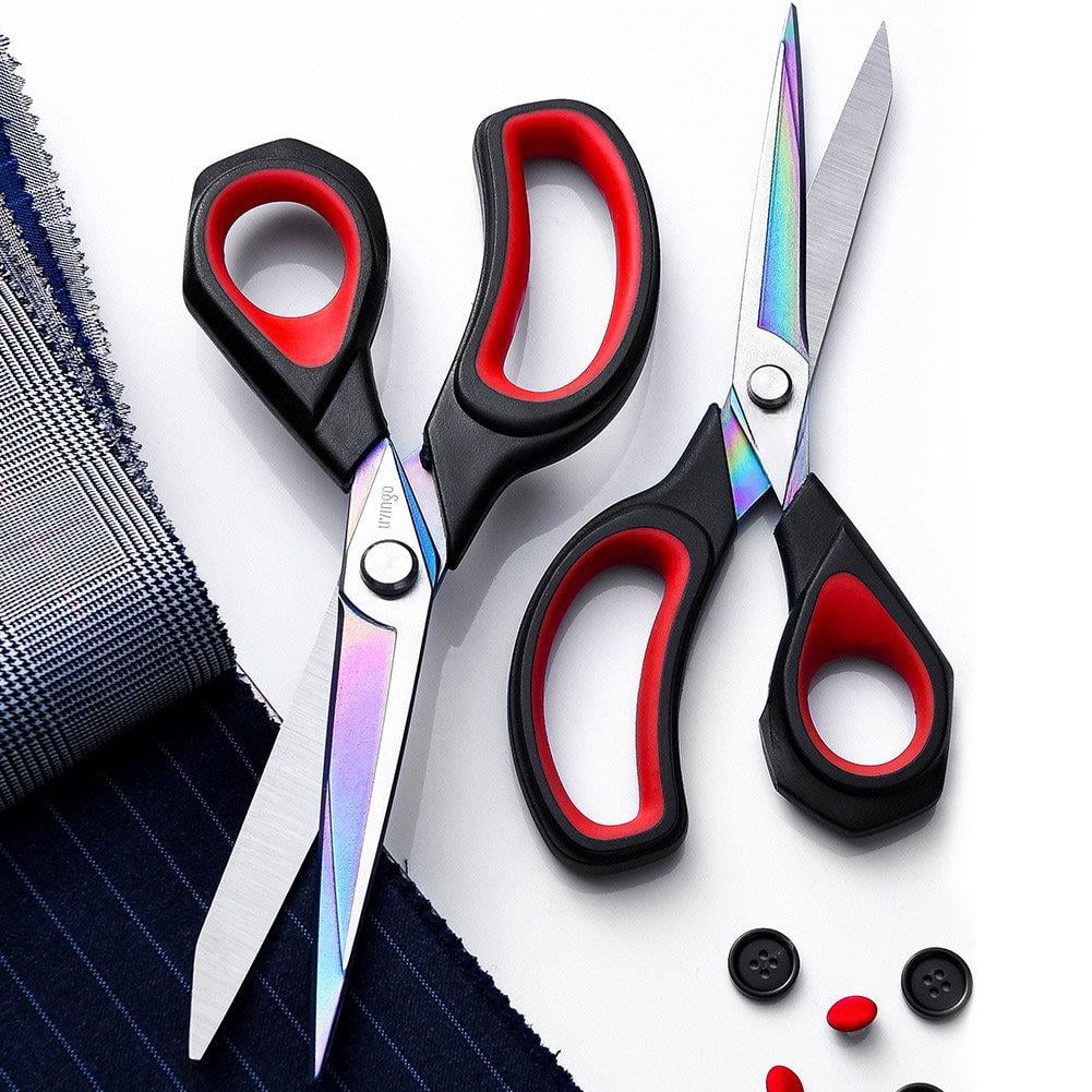 2 Pack Tailor Heavy Duty Multi-purpose Titanium Coating Forged Stainless Steel Sewing Fabric Leather Dressmaking Comfort Grip Shears Professional Crafting (8.5 & 9.5inch)