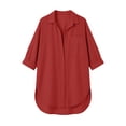 thumbnail image 7 of Lumtrix Women Swimsuit Coverup Shirt Dress Button Down Long Sleeve Bathing Suit Cover Up Beach Travel Vacation Tunic Tops Red 2XL, 7 of 7