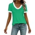 thumbnail image 3 of TaTaai Womens Casual Loose Solid Color Short Sleeve Square Neck T-Shirt Soft Skin-friendly Fabric Comfortable Daily Wear Fashion Basic Pullover Top Gift, 3 of 7