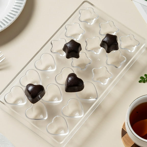 Xecvkr Acrylic Heart Shaped Candy Mold 3D Chocolate Making Transparent Plastic Easy Release Nonstick Food DIY Craft Baking Soap Ice Tool 9.64x5.19in Clear 1 Piece