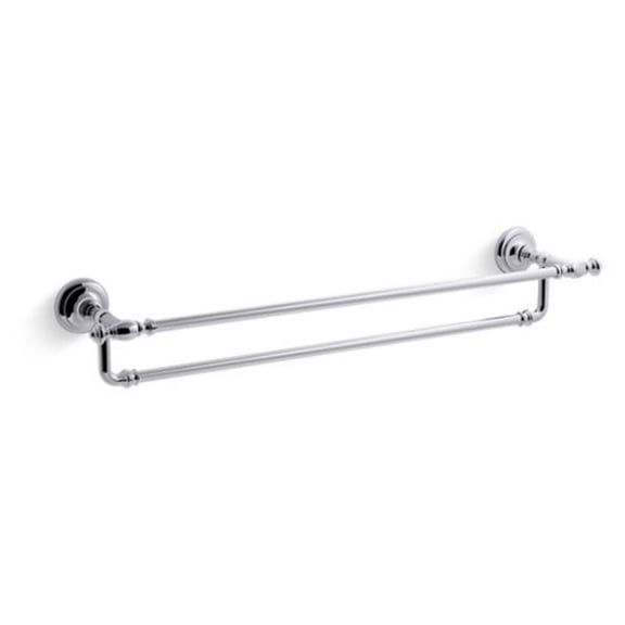 kohler k-72570-cp artifacts 24 in. double towel bar, polished chrome