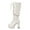 White, variant on Black Knee High Boots Womens Black Booties Solid Color Square Toe Thick High Heels Platform Glossy Leather Women Boots Lace up Pearl Chain Fashion Store High Boots