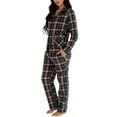 thumbnail image 2 of Womens Ladies Fleece PJ Pajama Set Plaid Black Green Size L, 2 of 2