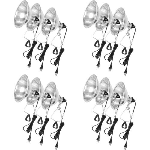 Simple Deluxe 12-Pack Clamp Lamp Light with 8.5 Inch Aluminum Reflector up to 150 Watt E26 Socket (no Bulb Included) 6 Feet 18/2 SPT-2 Cord