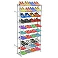 thumbnail image 2 of vidaXL Adult 10 Tiers Portable Freestanding Shoe Rack, White, Holds up to 40 Pairs of Shoes, 2 of 9