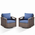 thumbnail image 2 of PARKWELL Outdoor Wicker Swivel Rocker Chair Set of 2,All-Weather Rattan Swivel Glider Rocking Lounge Chair,Patio Bistro Set for Porch Deck Backyard,Brown/Navy, 2 of 10